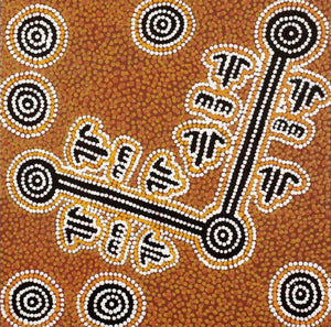 Peinture "Rêve du Kangourou" de Michael Japaljarri Wayne