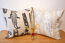 'Bawaliba' (Spirit Woman / Esprit Femme) cushion by Lucy Yarawanga - Beige, White and Silver, 60x60cm