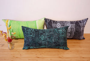 Cushion 'Mandjabu (Fish Trap / Fish trap)' by Raylene Bonson - Green, 30x50cm